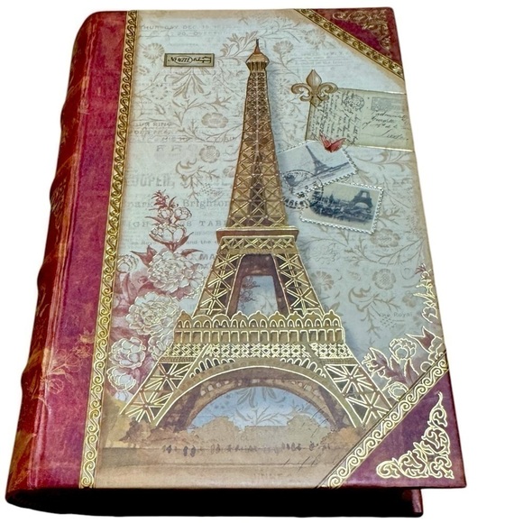 Book Keepsake Box Magnetic Closure Paris Eiffel Tower Hidden Stash Box collectib - Picture 1 of 15
